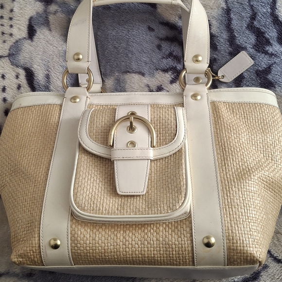 Coach Handbags - Coach White and Tan Tote Bag